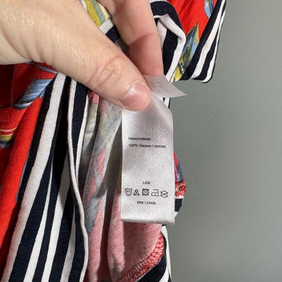 Lascana for Venus Red Tropical Print Casual Vacation Top - 1X - Womens Plus Size - Picture 6 of 7